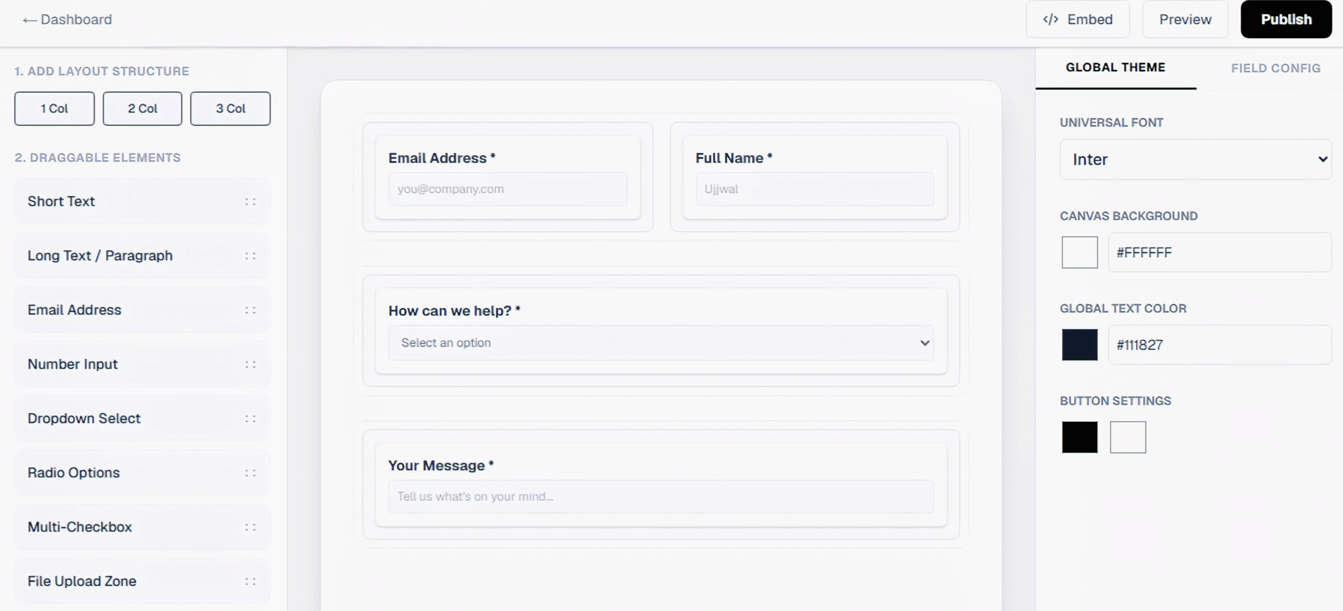 Formless Builder UI